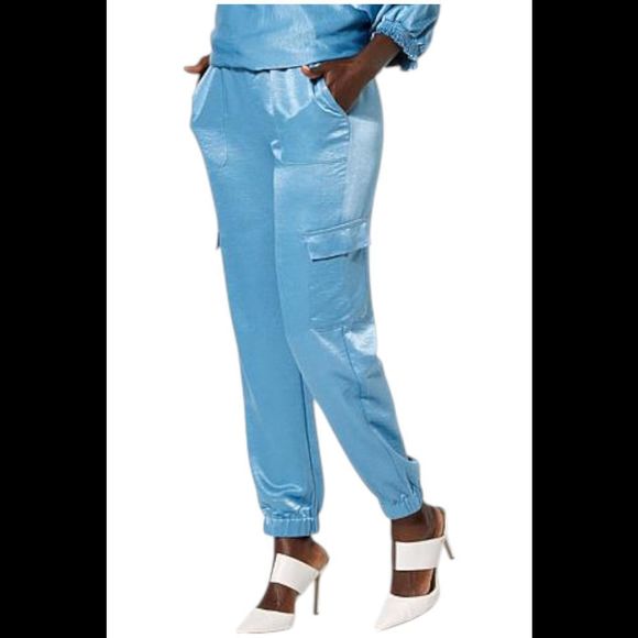 G by Giuliana Women's Label Satin Jogger Provinicial Blue - Regular - Picture 1 of 1